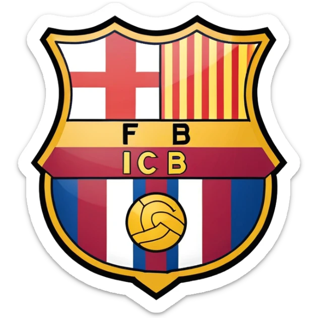 FC Barcelona logo, shield with blue and red stripes, football club emblem sticker