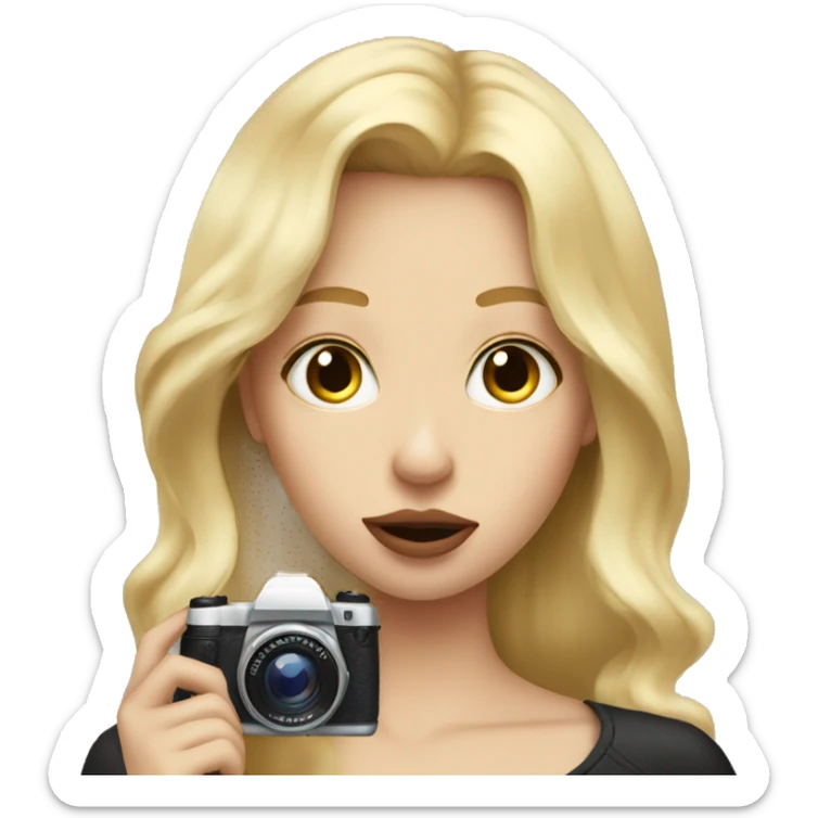 Blonde hair girl with big lips and photo camera  sticker