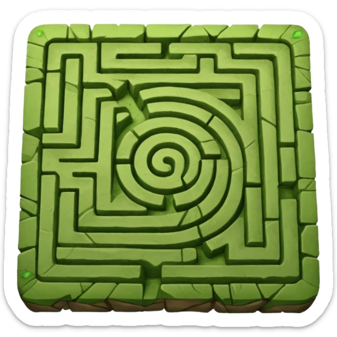 hazme un laberinto de piedra y el centro que sea un cuadrado de puro pasto sticker