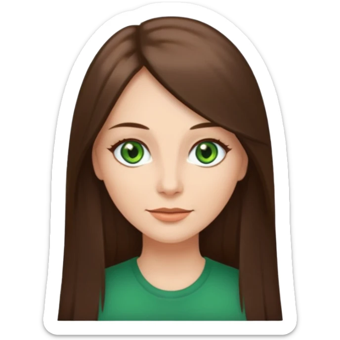 Pretty 43 year old woman with green eyes and long straight Ash-brown hair  sticker