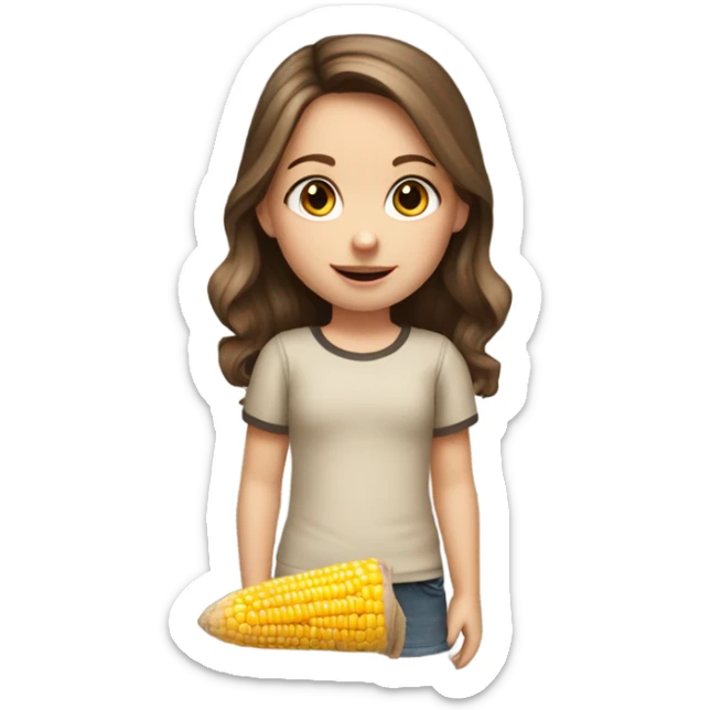 Caucasian little girl with brown hair that uses a corn-hole bag as her favorite doll sticker