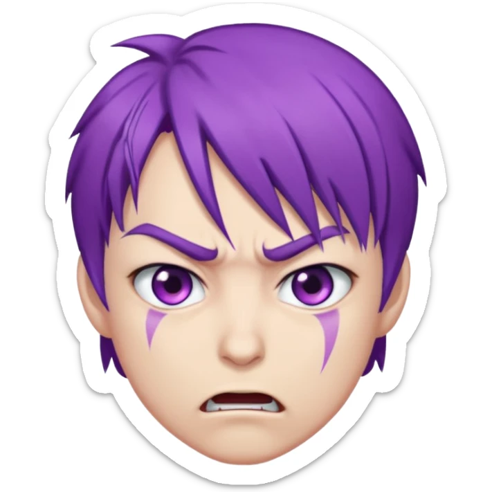 Perso style manga avec des cheveux violet les yeux violet , et un air énervé  sticker