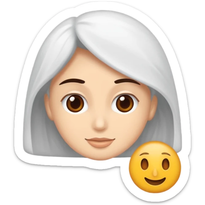 Çok güzel bir sarışın kadın saçları düz uzun kıyafeti beyaz göz rengi kahverengi sticker