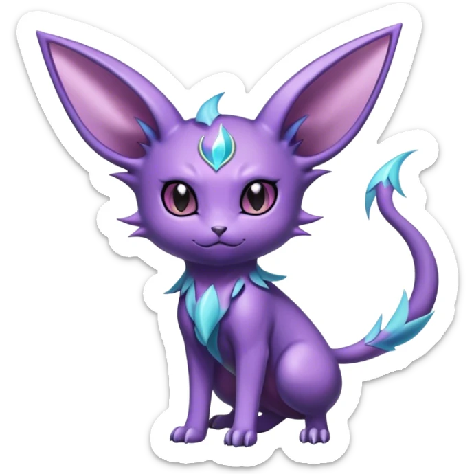 Shiny Dark Cute Edgy Cool Ethereal Espeon-Haunter-Nidorino-fusion-hybrid full body  sticker