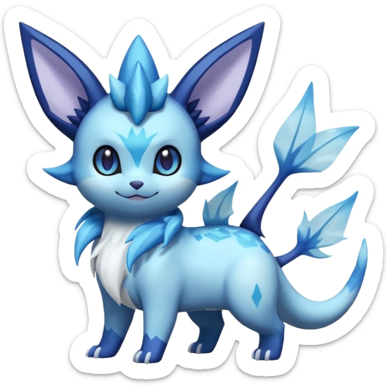 Nebulae Noibat-Vaporeon-Glaceon-Meowstic-Fakémon-hybrid-creature (full body)  sticker