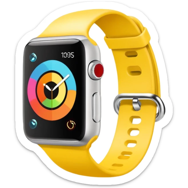 a colourful apple watch with fitness rings in the style of an ios emoji  sticker