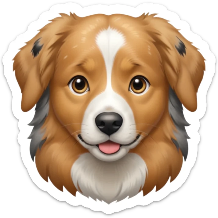 Australian Shepherd golden retriever tan eyebrows  black and speckled grey fur on chest.  sticker