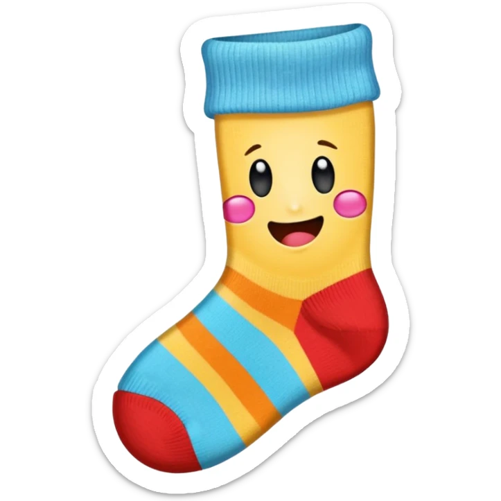 cute emoji of a worn-out sock with a hole at the big toe sticker