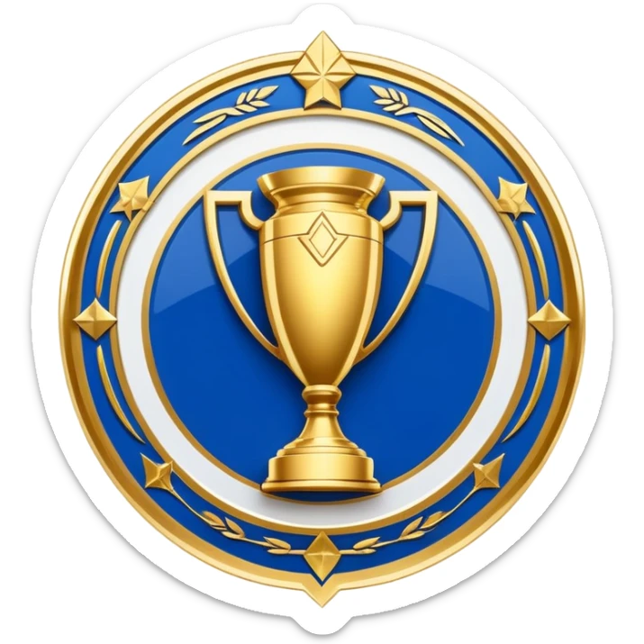 Israeli Premier League champions plate, shiny gold and blue, simple and iconic sticker