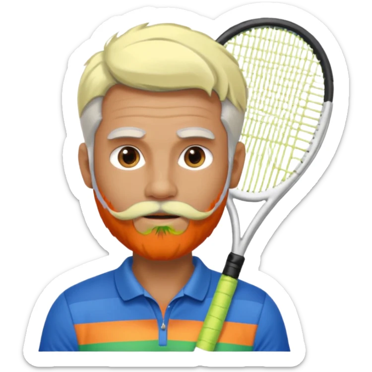 Male Tennis player with silver hair and beard dressed in Pride colors  sticker