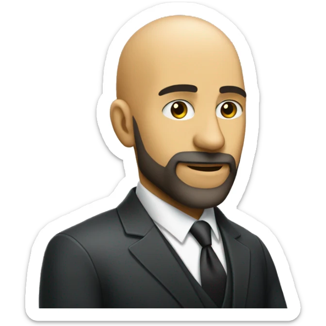 a head of a bald brazilian man with a beard, wering a suit, singer, jazz sticker