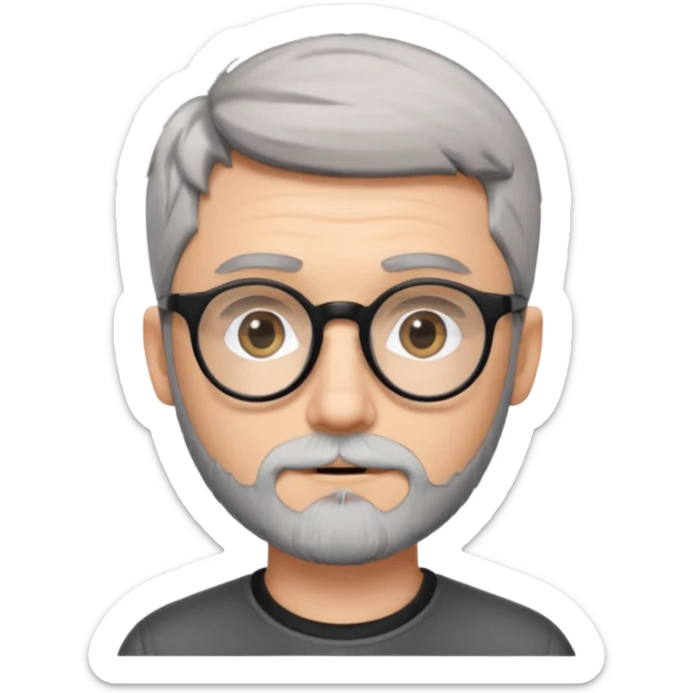 homme jeune blanc cheveux gris court lunettes rondes noir et petite barbe  sticker