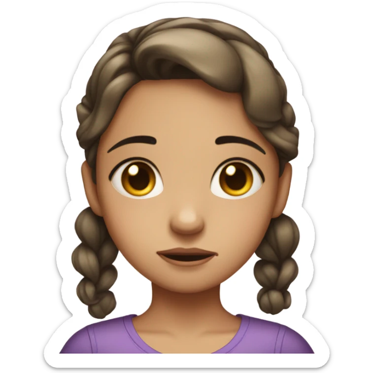 girl with a hair bow on her head and tears in her eyes sticker