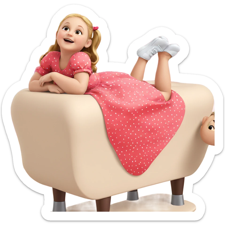 girl in dress on stomach sticker