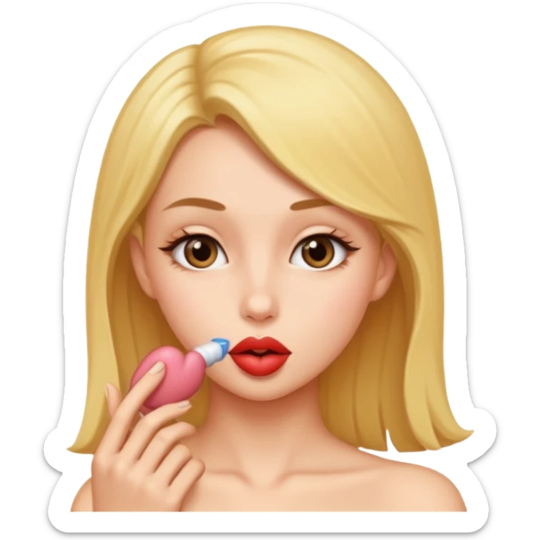 Sexy slim girl with naked big boobs kissing penis sticker