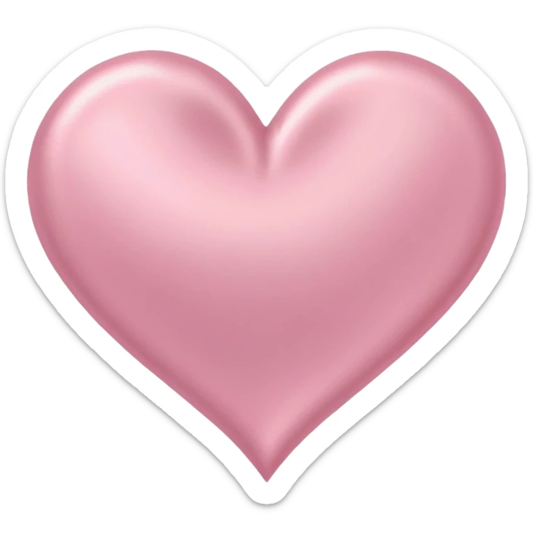 "Soft pink satin ribbon shaped into a heart, kawaii emoji-style, delicate and feminine, sticker