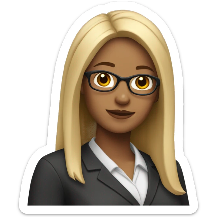 A female teacher with black and blonde hair, the skin is mid tone sticker