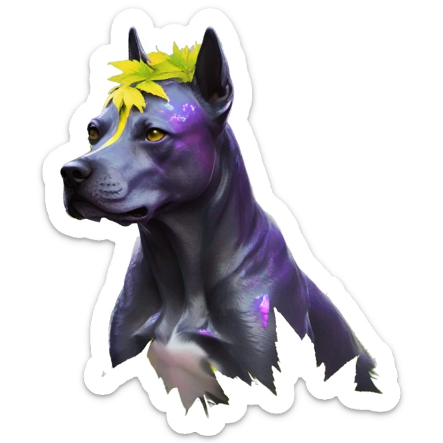420 .Zombie_ Vaporwave black holographic oilslick zombie unicorn dog smoking yellow caution tape hemp leaves Pegasus hemp plants sticker