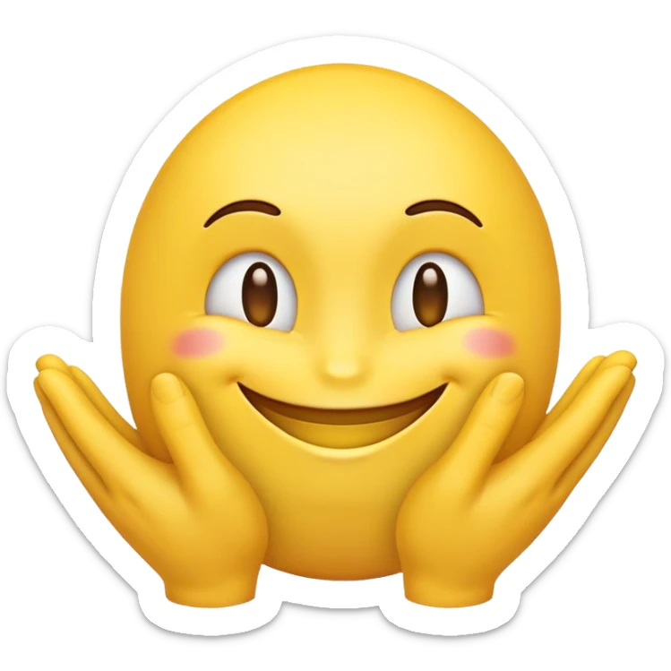 so i want an emoji with the grin from this one 😈 but im normal yellow emoji color with hands like 🙏🏻 but like rubbing together sticker