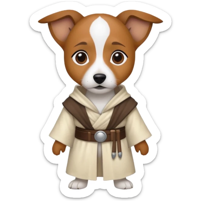Jack Russell terrier brown spot on left eye/ ear and white the rest of the body as Jedi sticker