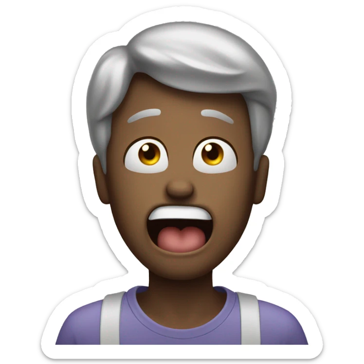 emoji with wide eyes, an open mouth, and hands near the throat, showing mild distress without being graphic. sticker