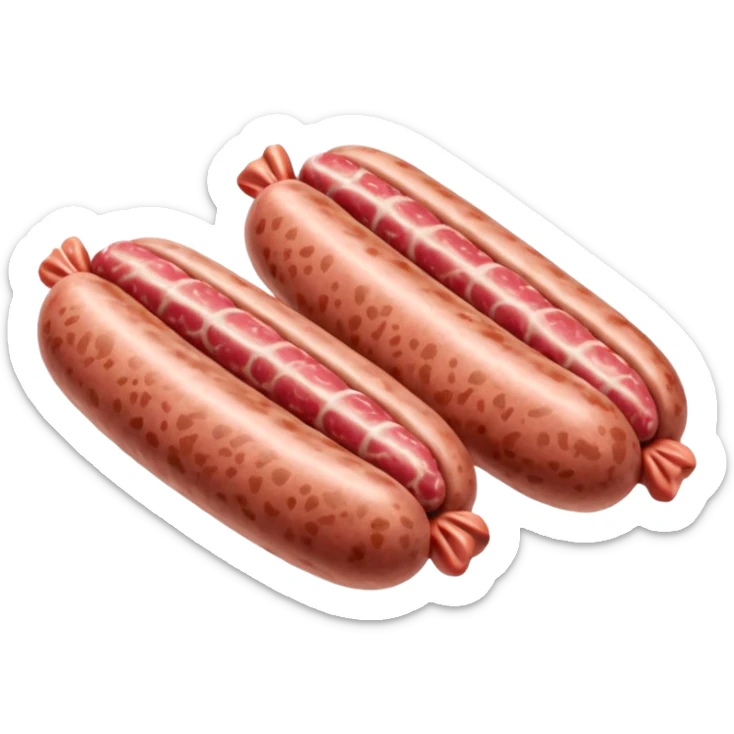 raw sausage meat, 2-3 small uncased unshaped mounds of coarse pinkish-red ground pork, moist rustic texture, realistic, clean 3D look, soft lighting, emoji scale sticker