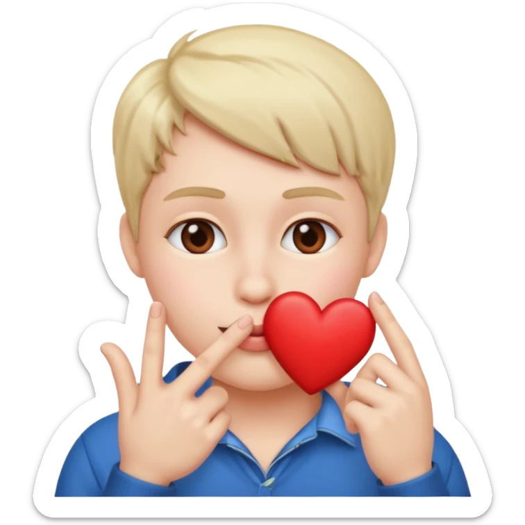 Un bonhomme qui fait un bisous et un cœur avec les doigts  sticker