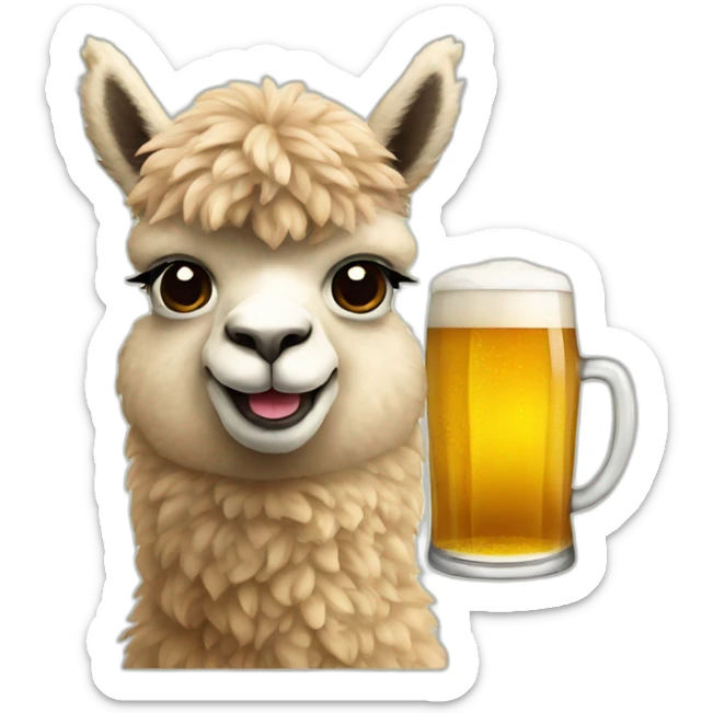 alpaca with a glass of beer in his hand sticker