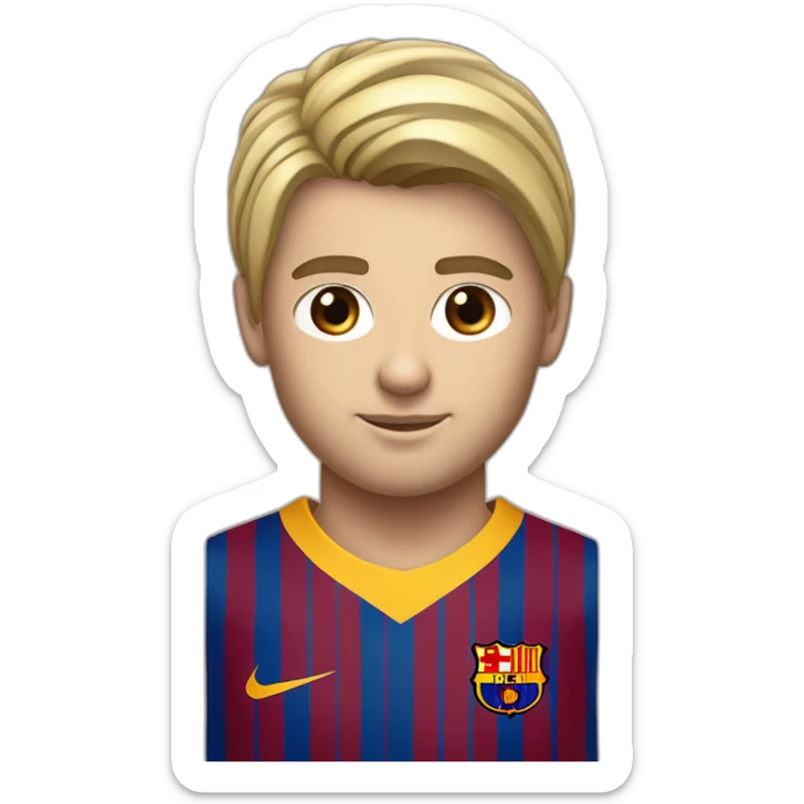Barcelona player's shirt number 10 and the player's name is amer the player's characteristics are blond hair and white skin sticker