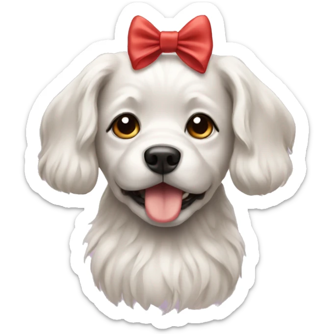 Dog with a bow sticker