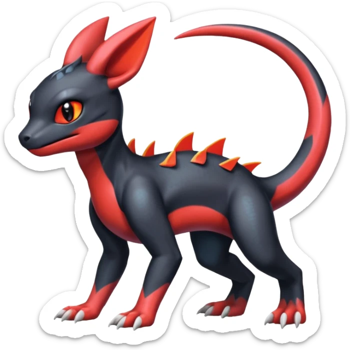 Cute Exotic Colorful Guilmon-Salandit-Umbreon-Charmeleon-Fakémon-hybrid-creature (full body)  sticker