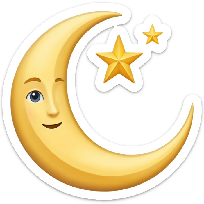Star and Crescent emoji with black backgroun and no face but the start and crescent both should be in white colour sticker