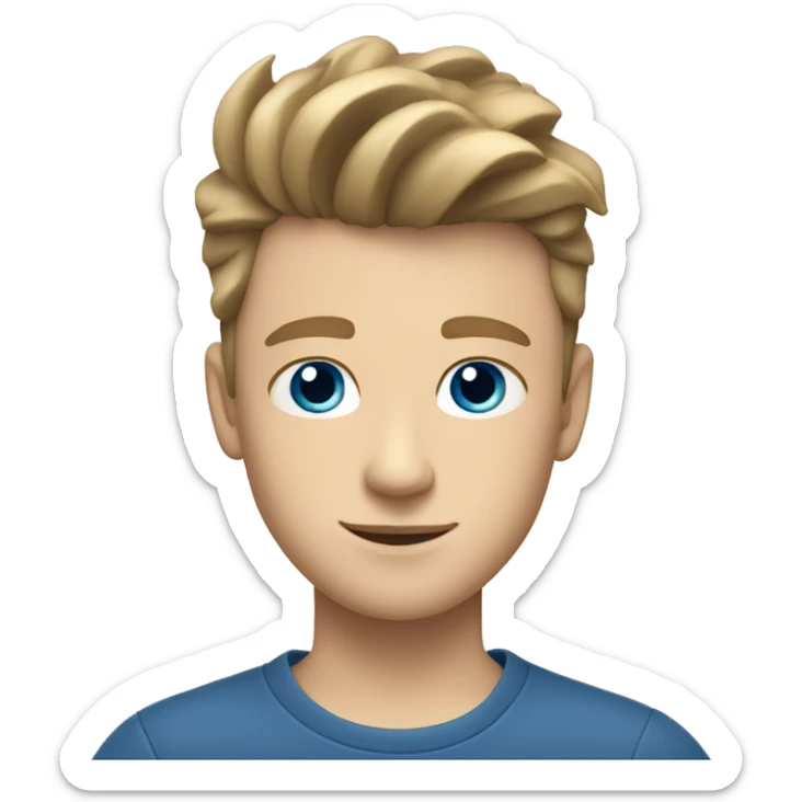 short textured quiff dark blonde hair white boy teenager with blue eyes sticker