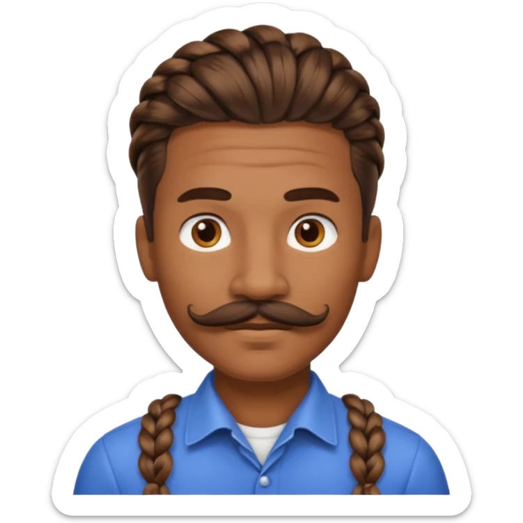 braided an with mustache sticker