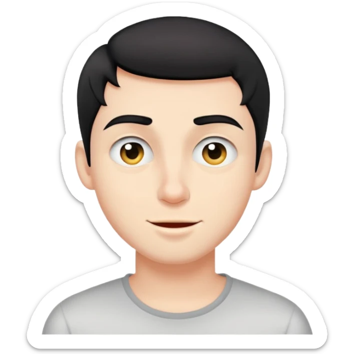 Short black haired male winking, young man with short black hair winking one eye sticker