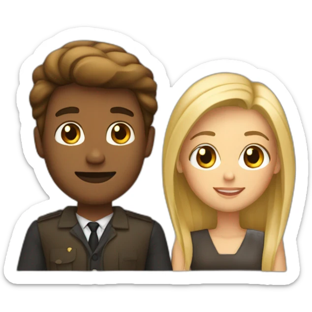 Un homme brun avec une femme blonde sticker