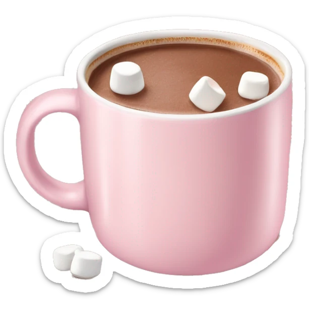 Light Pink mug of hot chocolate with marshmallows  sticker