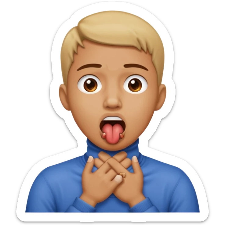 criss cross hands around throat choking self emoji tongue out sticker
