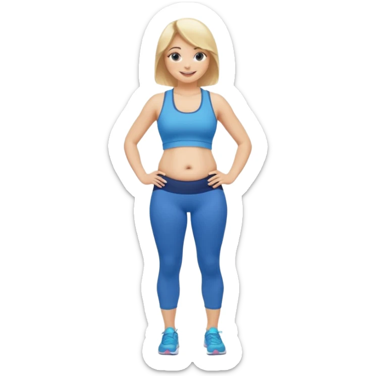 Woman blonde hair tank top blue leggings rounder belly holding a pump  sticker