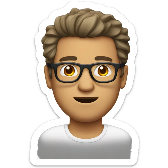 Homme avec des lunettes, peau très blanche, imberbe et les cheveux brun sticker