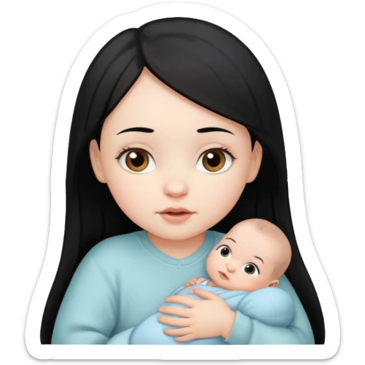 Cute pale light skin newborn baby girl (Black hair and brown eyes only)  sticker