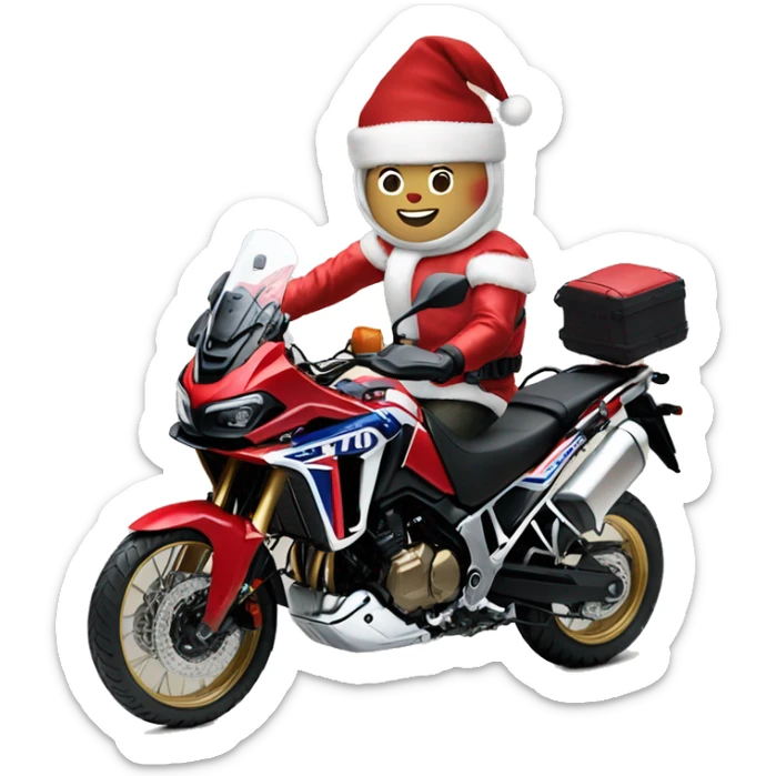 Japanese dressed for Christmas riding a Honda Africa Twin 2020 sticker