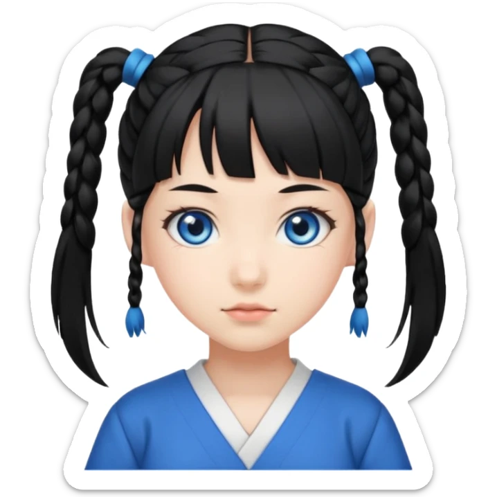 japanese schoolgirl with black twintails and blue eyes sticker