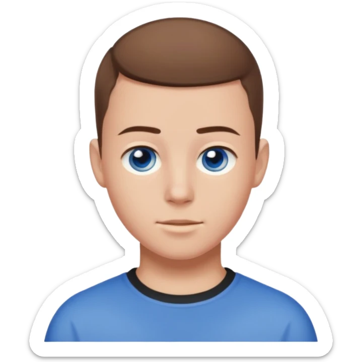 teenage male with buzz cut, brown hair, white, and blue eyes  sticker