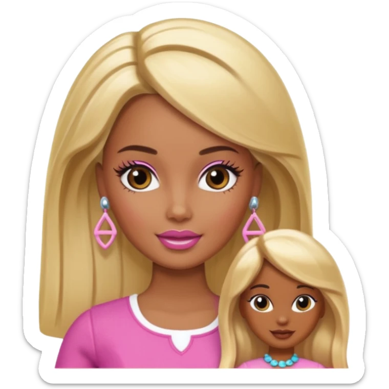 Brown skin blonde hair Barbie with Lilly in hair  sticker
