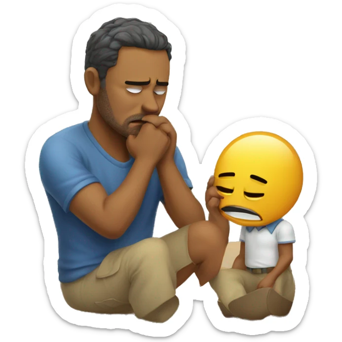 Men who cry trying to fix a broken heart of his wife sticker