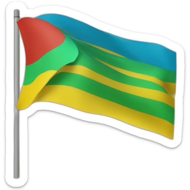 Flag with a red ⵣ in the middle and 3 horizontal colors blue green and yellow from in order above to bottom sticker