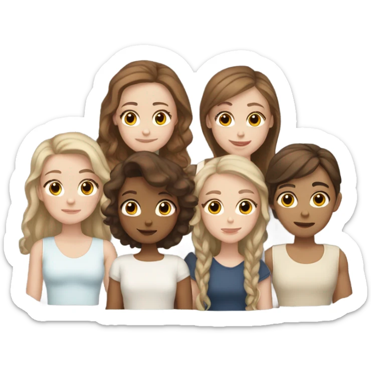One white brother brown hair and five white sisters brown hair sticker