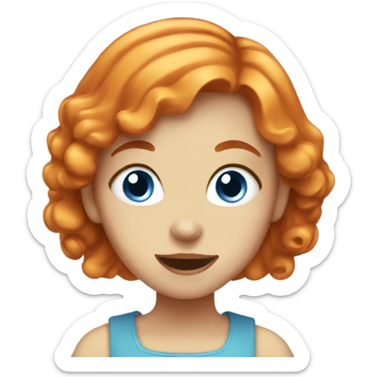 Orange hair blue eyed girl eating chocolate  sticker
