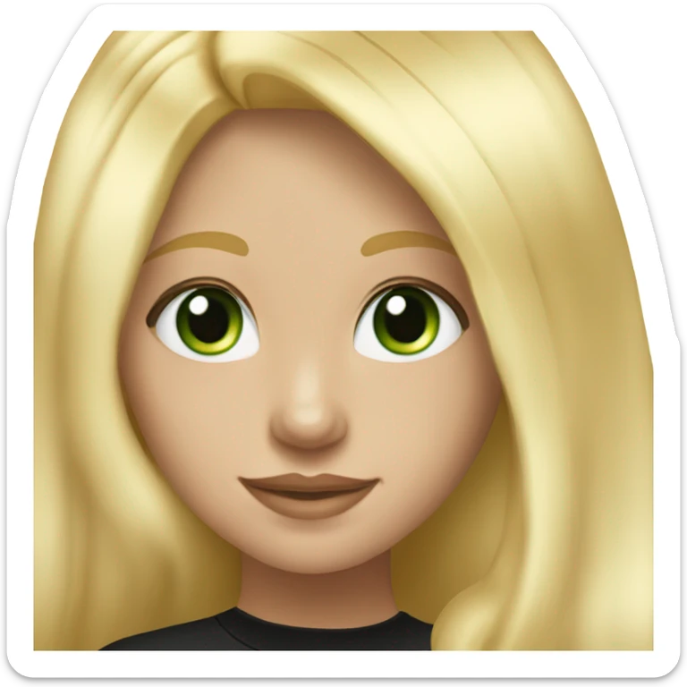 pretty long blonde girl slanted green eyes gold jewlery light skin black shirt sticker